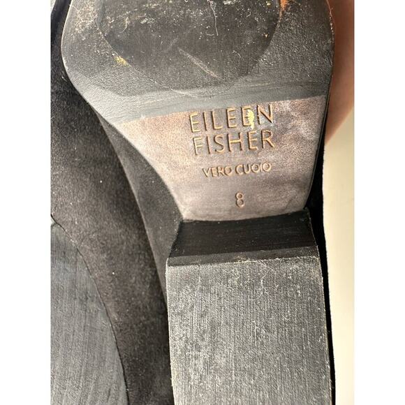 Eileen Fisher Inman Ankle Boots Black Suede Leather Women Sz 8 Career Witchy - Picture 8 of 16